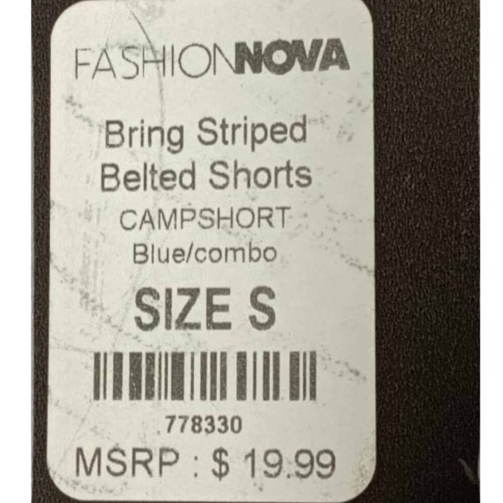 Fashion Nova Bring Striped Belted Shorts Blue/White Size Small NWT - Picture 4 of 8